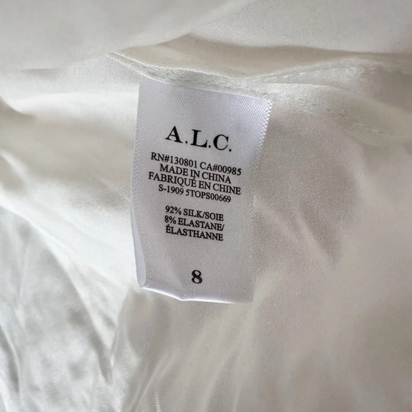 A.L.C. White Silk Blouse Wrap Keyhole Billowy Size Medium - Picture 4 of 6